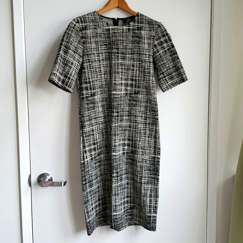 Theory Stretch Sweater Abstract Short Sleeve Dress